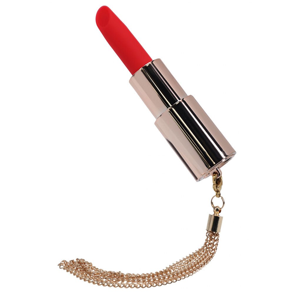 LOVELINE Diamond - Red - Red 8.3 cm USB Rechargeable Lipstick Vibrator - silkandsin