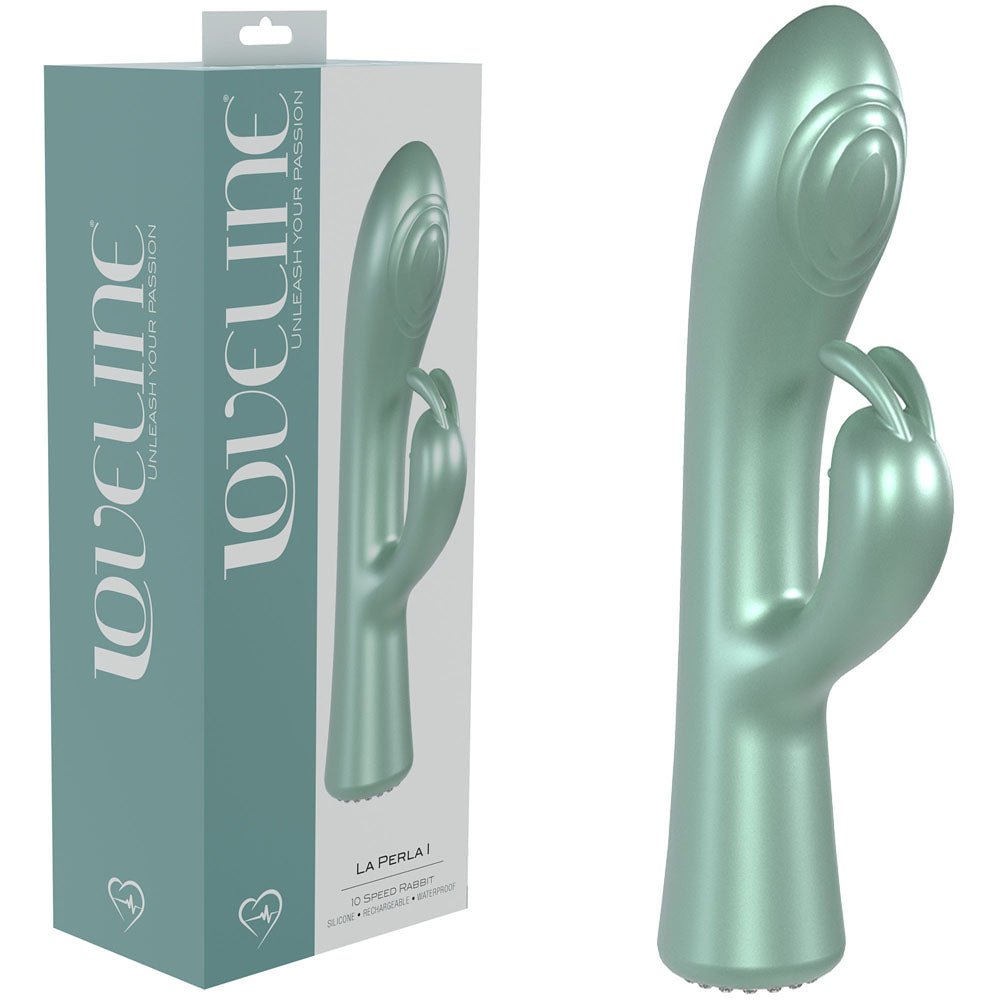 LOVELINE La Perla I - Green - Pearlescent Green 19.2 cm USB Rechargeable Rabbit Vibrator - Silk and Sin