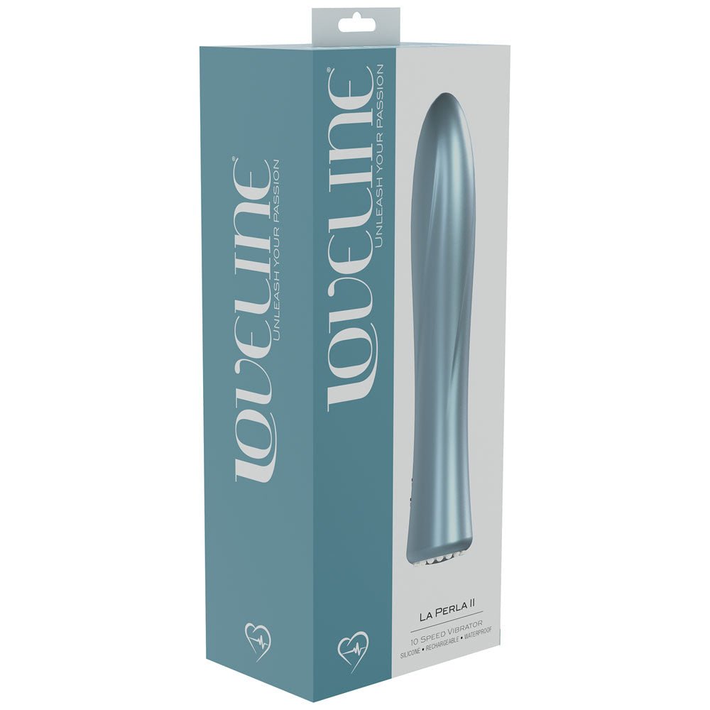 LOVELINE La Perla II - Blue - Pearlescent Blue 19.2 cm USB Rechargeable Vibrator - Silk and Sin