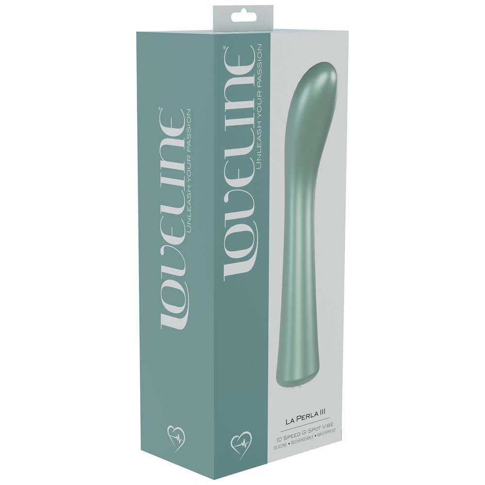 LOVELINE La Perla III - Green - Pearlescent Green 19.2 cm USB Rechargeable Vibrator - Silk and Sin