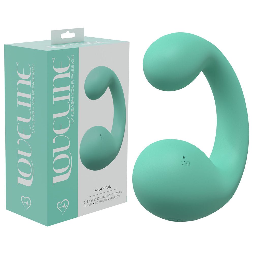 LOVELINE Playful - Green - Green 8.5 cm Dual Vibrator - Silk and Sin