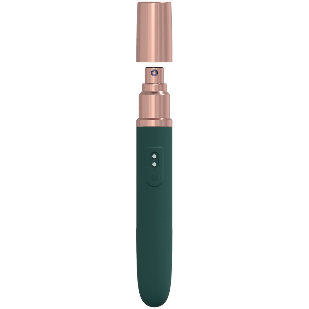 LOVELINE The Traveler - Green - Green 17.6 cm USB Rechargeable Vibrator with Lube Applicator - Silk and Sin
