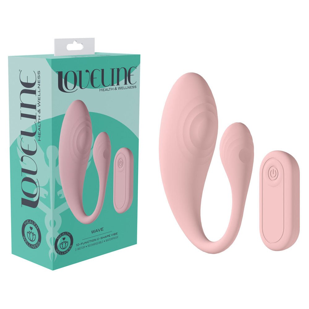 LOVELINE Wave - Pink USB Rechargeable C-Shaped Vibrator with Remote - Silk and Sin