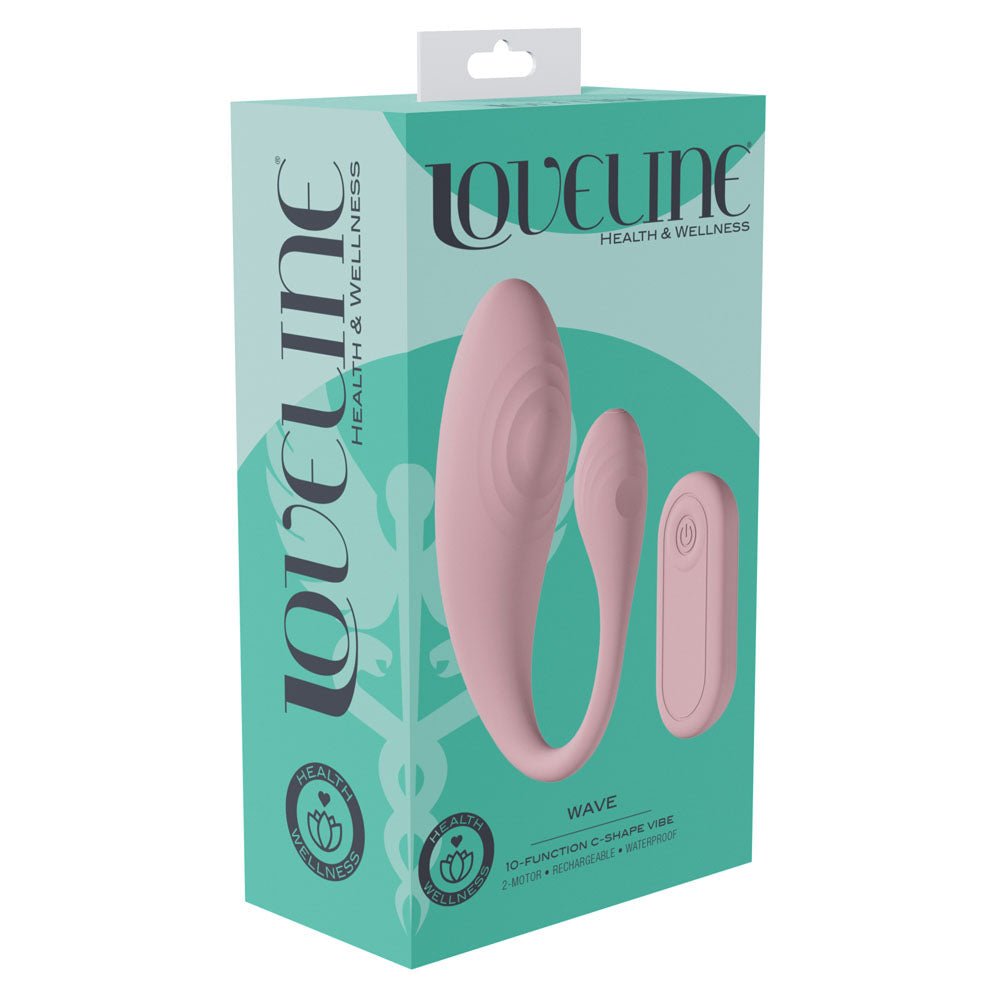 LOVELINE Wave - Pink USB Rechargeable C-Shaped Vibrator with Remote - Silk and Sin
