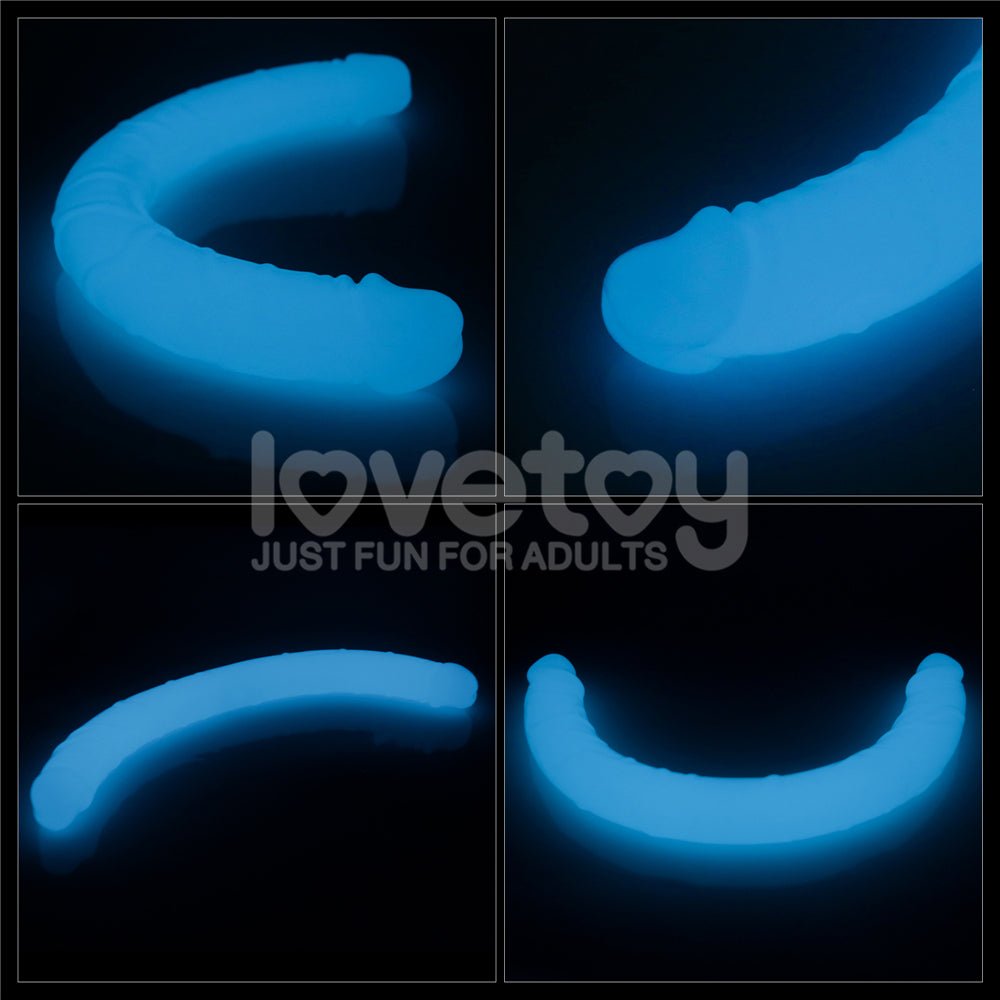 Lumino Play 18.5'' Double Dildo - Glow in the Dark Blue 47 cm Double Dong - Silk and Sin