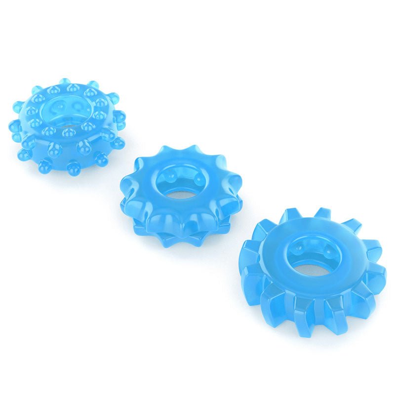 Lumino Play Penis Rings 3 Pack - Glow in the Dark Blue Cock Rings - Set of 3 - Silk and Sin