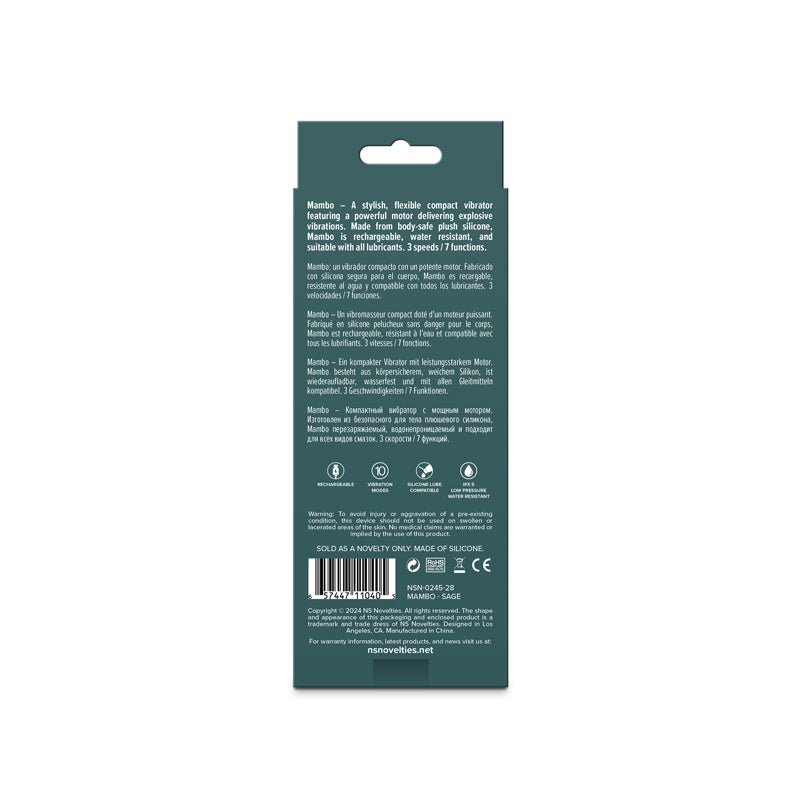Lust-n-Dreams - Mambo - Sage - Green 12.2 cm USB Rechargeable Bullet - Silk and Sin