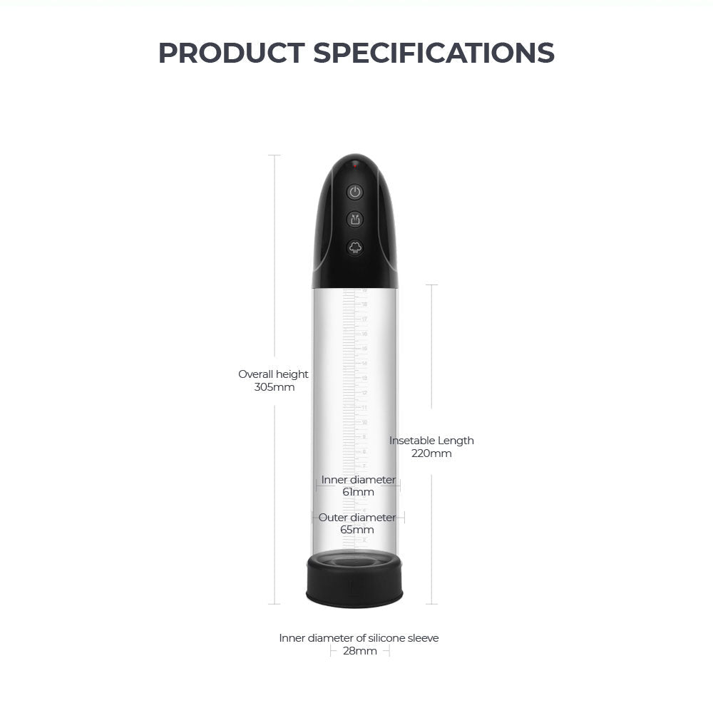 LuvPump Automatic Penis Pump - Clear USB Rechargeable Automatic Penis Pump - silkandsin
