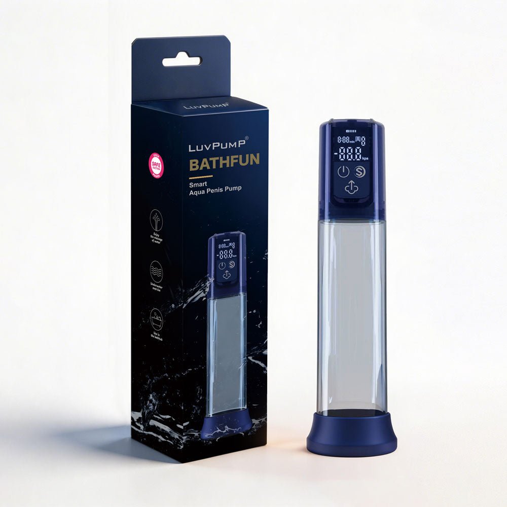 LuvPump Bathfun Smart Aqua Penis Pump - Blue USB - C Rechargeable Waterproof Automatic Penis Pump - silkandsin