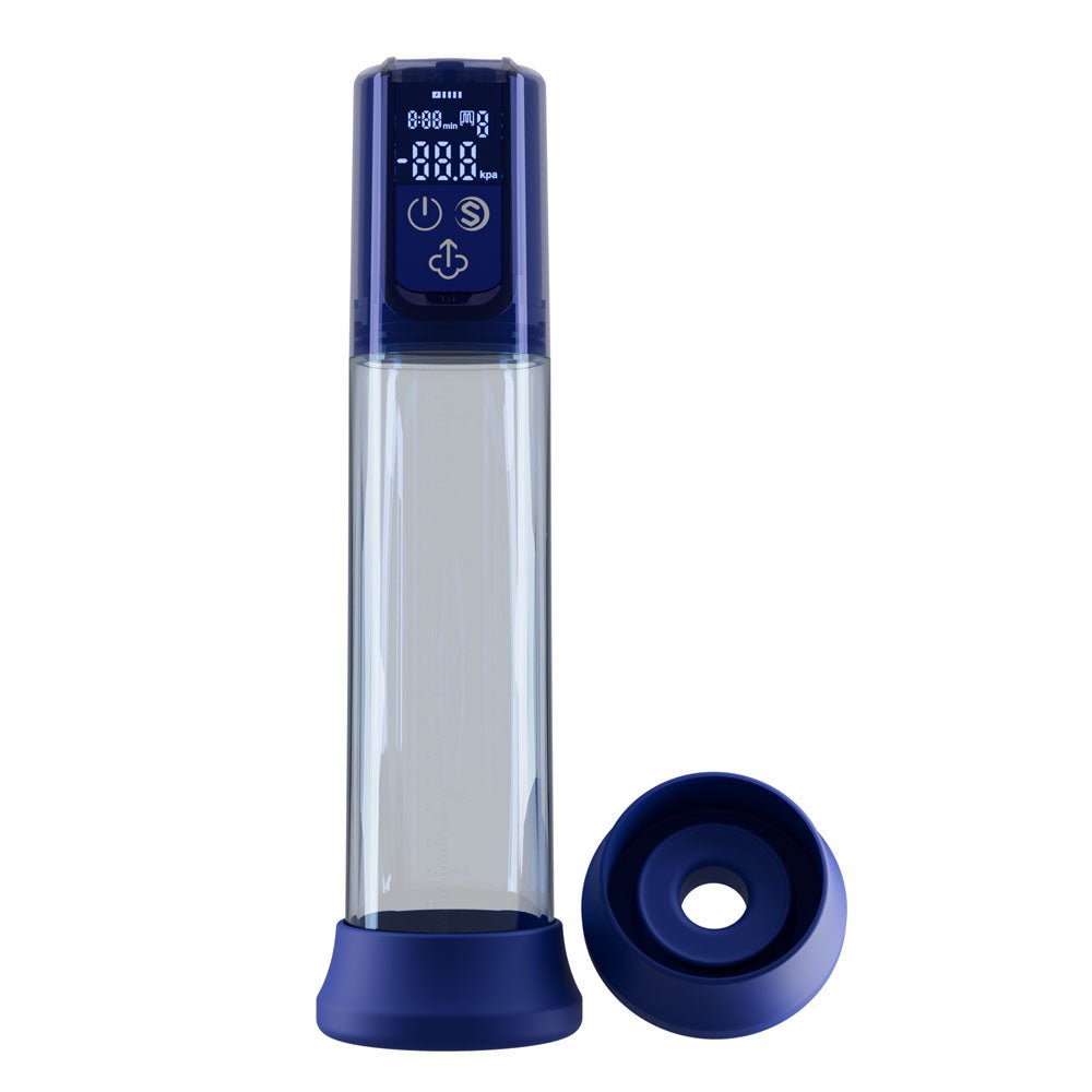 LuvPump Bathfun Smart Aqua Penis Pump - Blue USB - C Rechargeable Waterproof Automatic Penis Pump - silkandsin