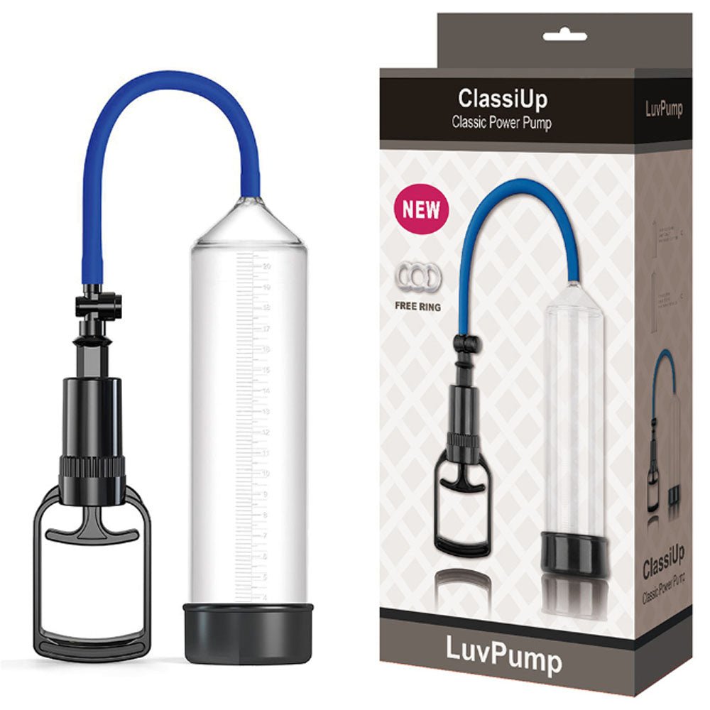 LuvPump ClassiUp Classic Power Pump - Medium - Clear Penis Pump - silkandsin