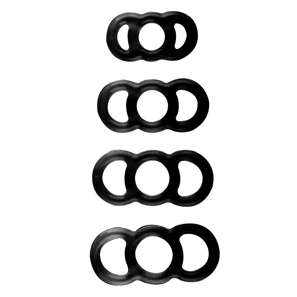 LuvPump ComFit Silicone Rings - Black Silicone Rings - Set of 4 Sizes - silkandsin