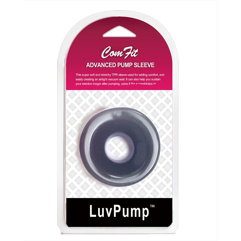 LuvPump ComFit Silicone Sleeve - Black - Black Universal Penis Pump Sleeve - silkandsin