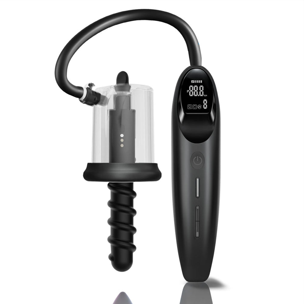 LuvPump RosCup Pro Smart Rosebud Pump - Black USB Rechargeable Anal Pump with Vibrating Probe - silkandsin