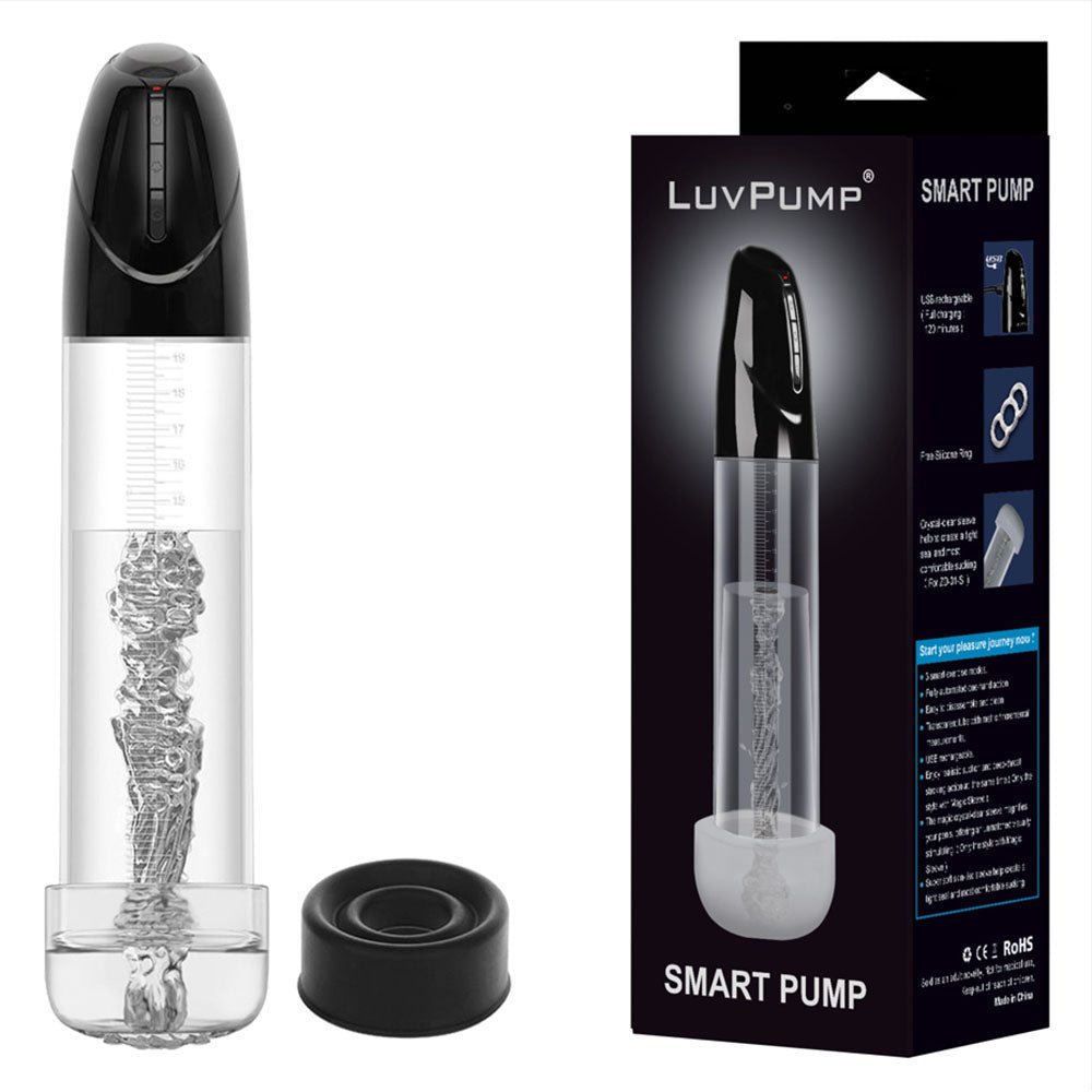 LuvPump Smart Penis Pump - Clear USB Rechargeable 2 - in - 1 Automatic Penis Pump - silkandsin