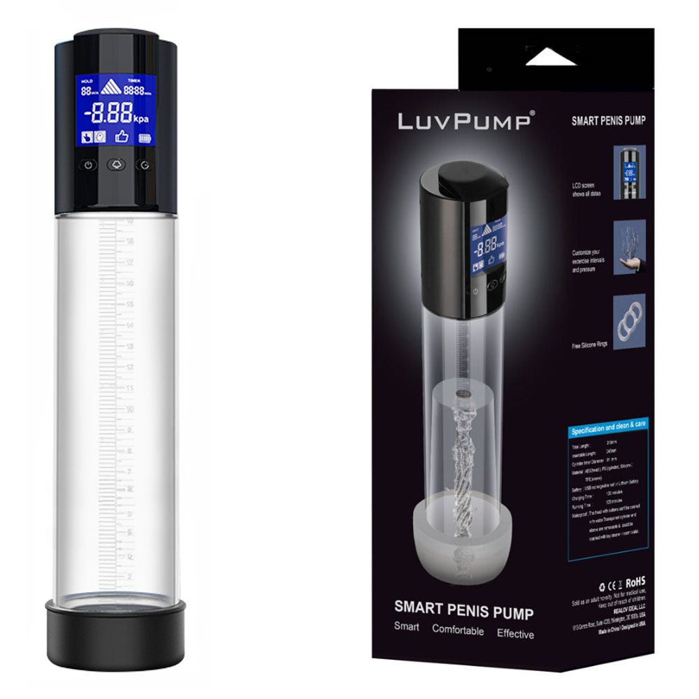 LuvPump Smart Penis Pump - Clear USB Rechargeable Automatic Penis Pump - silkandsin