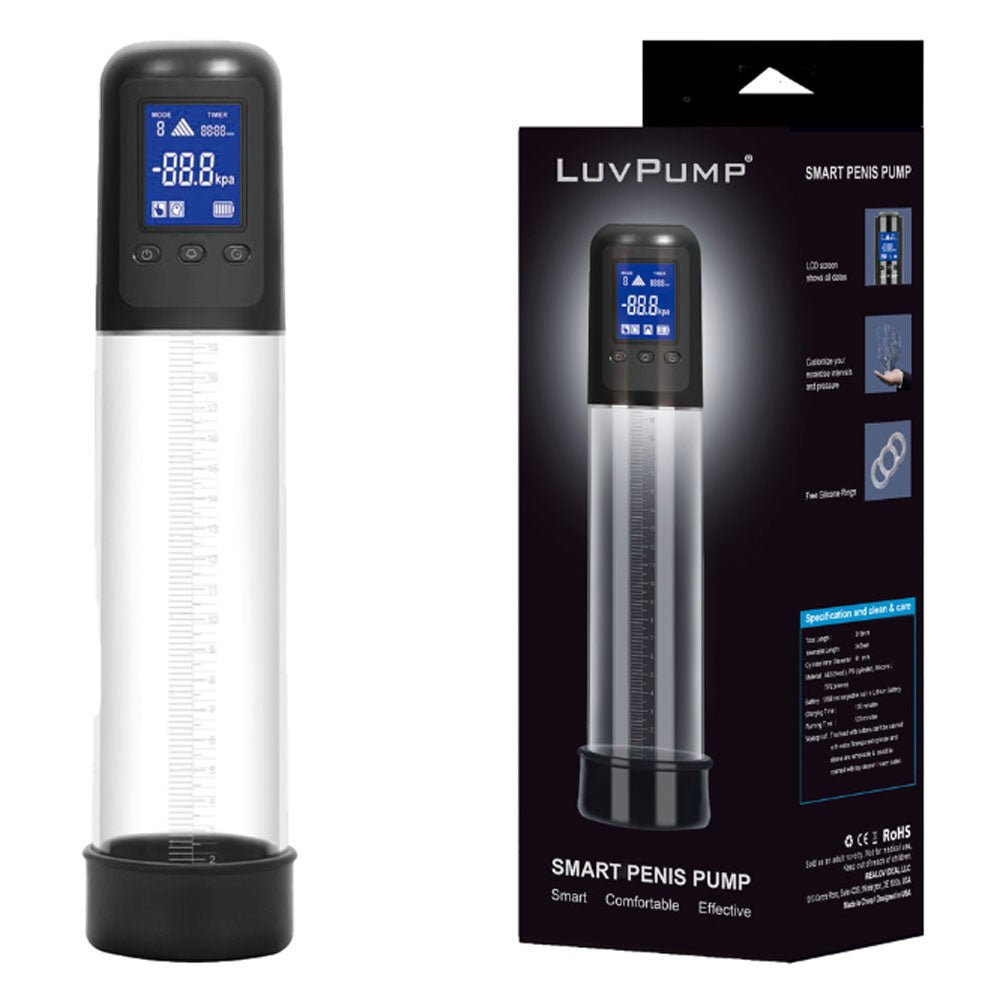 LuvPump Smart Penis Pump - Clear USB Rechargeable Automatic Penis Pump - silkandsin