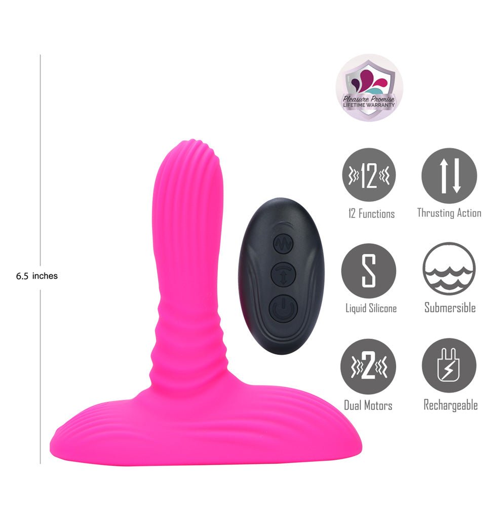 Maia ADIRA - Pink USB Rechargeable Thrusting Vibrator with Wireless Remote - Silk and Sin