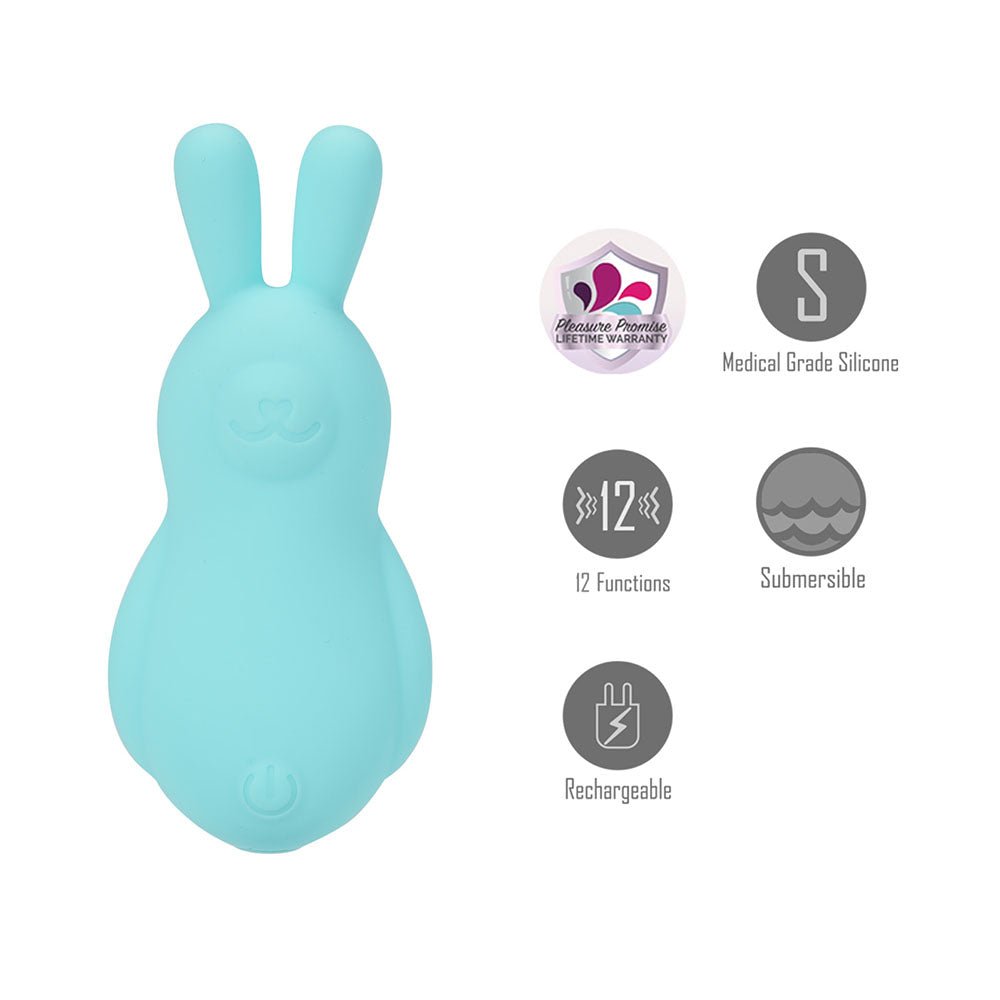 Maia BRI - Teal - Teal 9 cm USB Rechargeable Vibrating Bunny Bullet - Silk and Sin