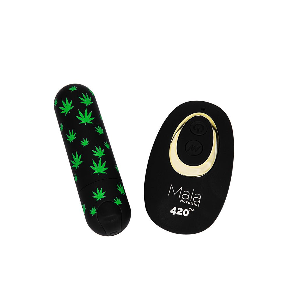 Maia DATE NIGHT 420 PANTY VIBE - L/XL - Black L/XL 420 Panty with Black USB Rechargeable Bullet & Remote - silkandsin