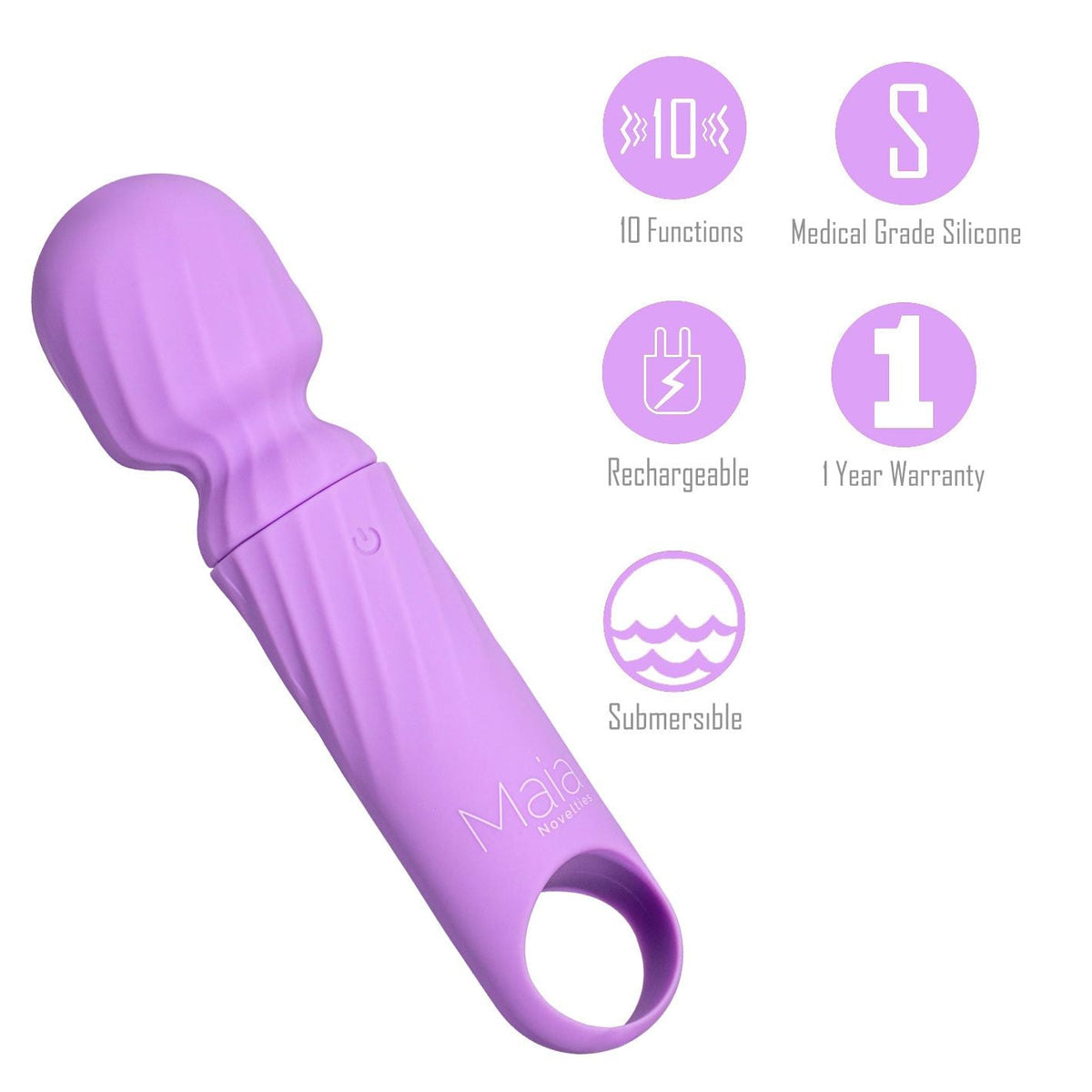 Maia DOLLY - Purple - Purple 12.7 cm USB Rechargeable Massage Wand - Silk and Sin