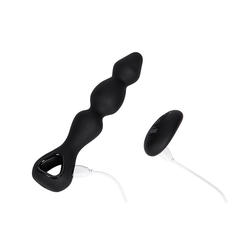 Maia HUDSON - Black 19 cm USB Rechargeable Anal Vibrator with Wireless Remote - Silk and Sin