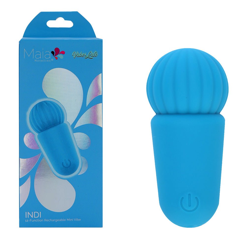 Maia INDI - Blue 7.6 cm USB Rechargeable Mini Vibrating Wand - Silk and Sin