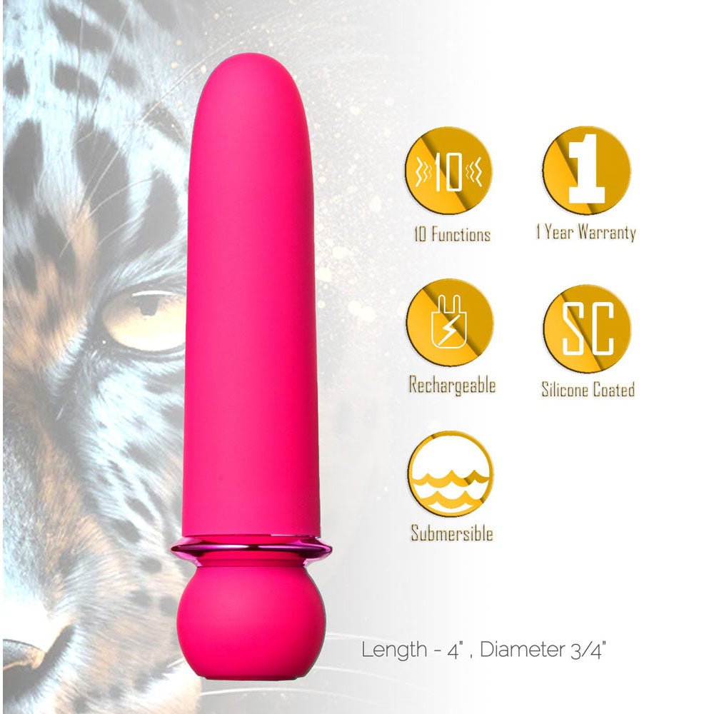Maia JAGUAR - Pink - Pink 10.1 cm USB Rechargeable Bullet - Silk and Sin