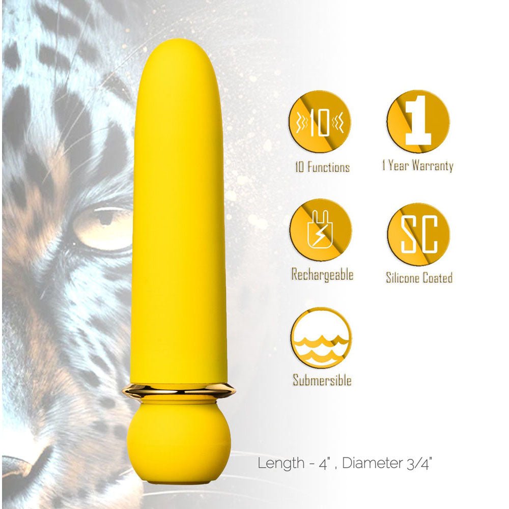 Maia JAGUAR - Yellow - Yellow 10.1 cm USB Rechargeable Bullet - Silk and Sin