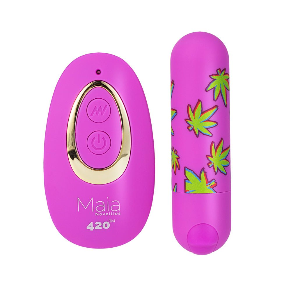 Maia JESSI 420 Remote - Purple 7.6 cm USB Rechargeable Bullet with Wireless Remote - silkandsin
