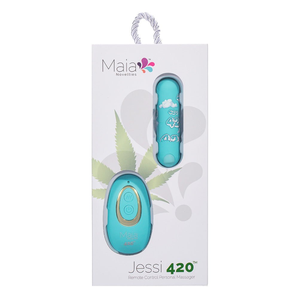 Maia JESSI 420 Remote - Sky Blue 7.6 cm USB Rechargeable Bullet with Wireless Remote - silkandsin