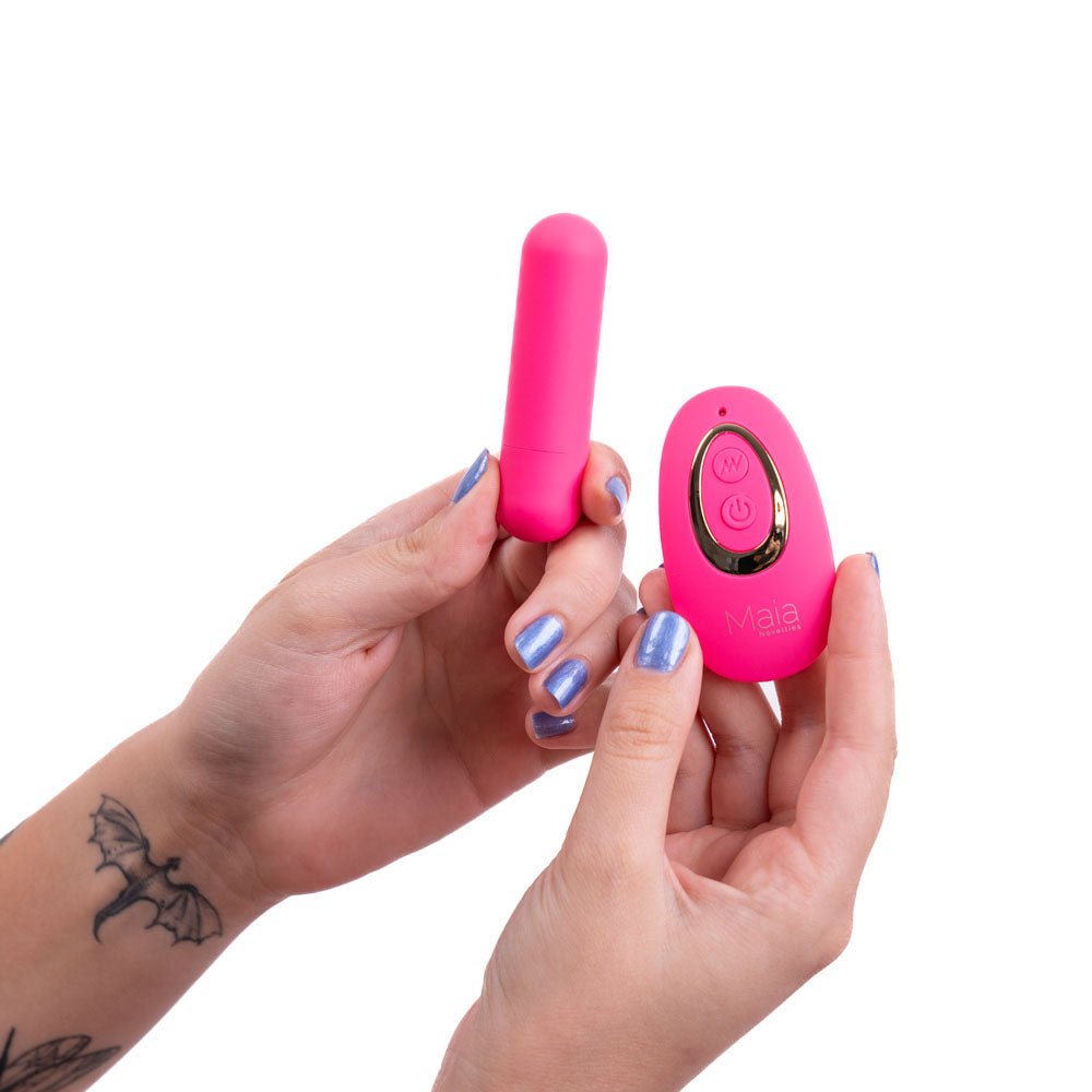 Maia JESSI Remote - Pink 7.6 cm USB Rechargeable Bullet with Wireless Remote - silkandsin