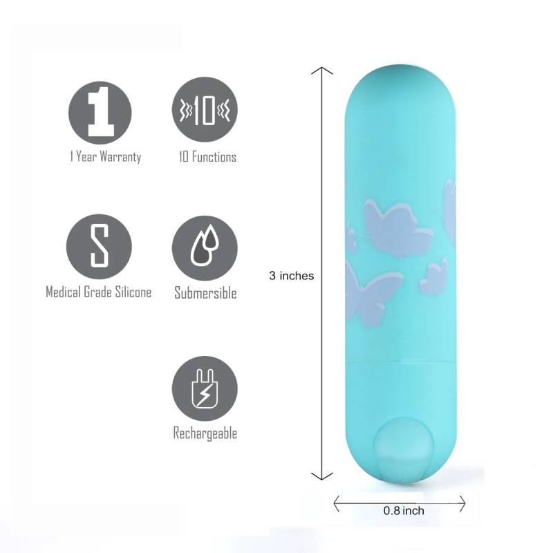 Maia Julia - Teal 7.6 cm USB Rechargeable Bullet - Silk and Sin