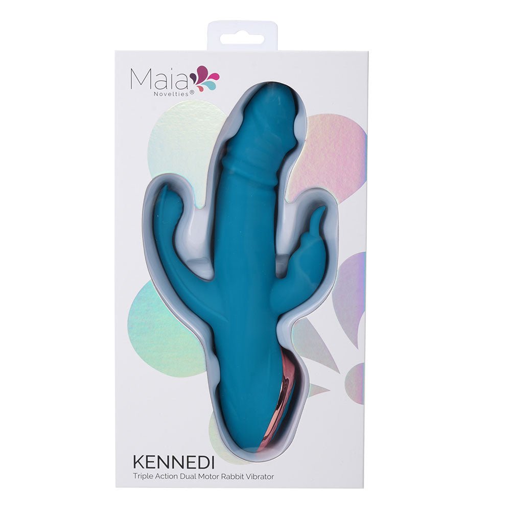 Maia KENNEDI - Blue 23.5 cm USB Rechargeable Triple Stimulating Vibrator - Silk and Sin