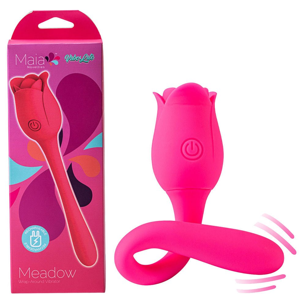 Maia MEADOW - Pink 14 cm USB Rechargeable Flower Stimulator - Silk and Sin