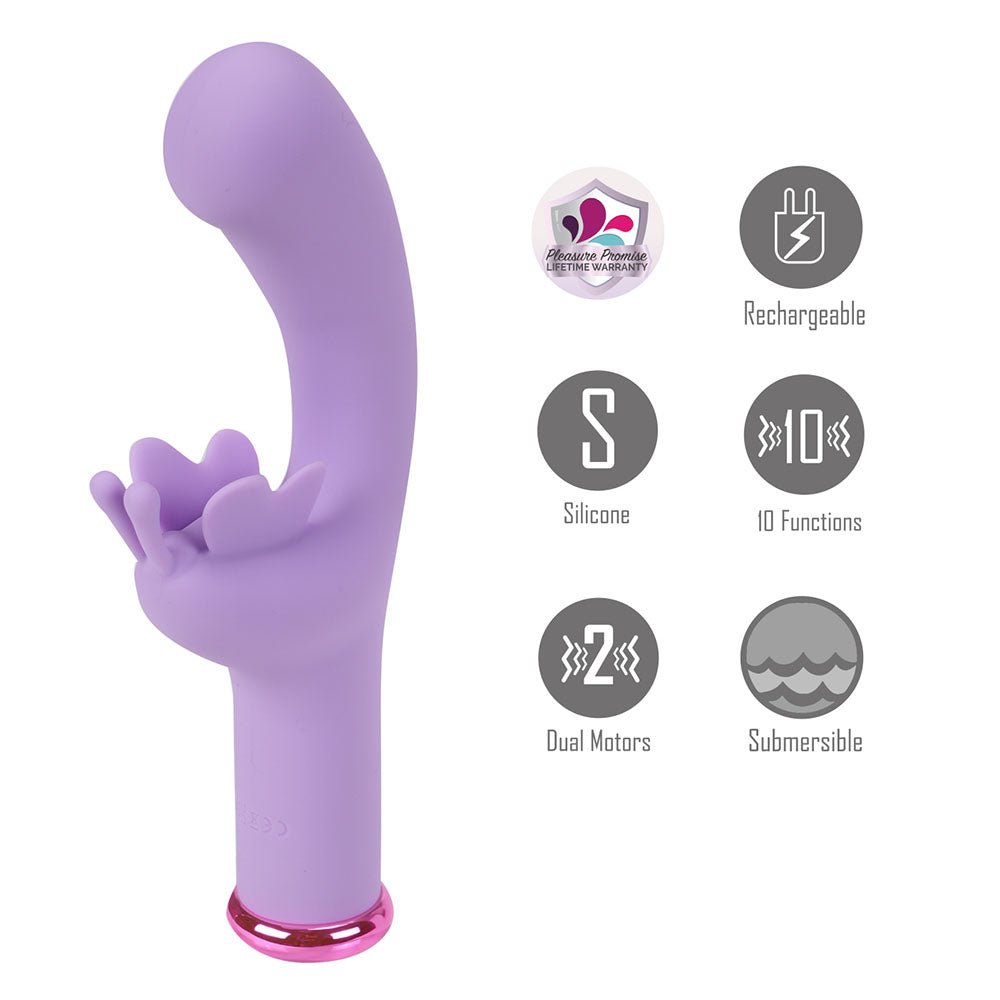 Maia MYLA - Lavender - Lavender 15.9 cm USB Rechargeable Butterfly Vibrator - Silk and Sin