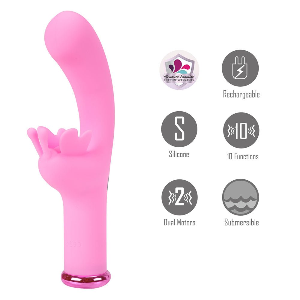 Maia MYLA - Pink - Pink 15.9 cm USB Rechargeable Butterfly Vibrator - Silk and Sin
