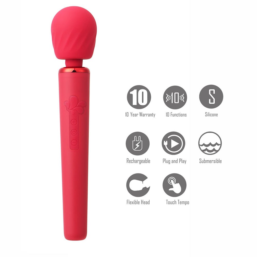 Maia NALA - Red - Red 30 cm USB Rechargeable Massage Wand - Silk and Sin