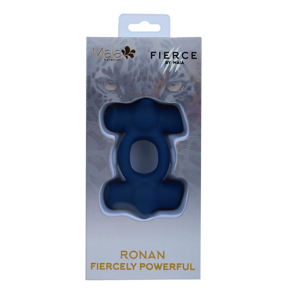 Maia RONAN - Blue - Blue USB Rechargeable Dual Vibrating Cock Ring - Silk and Sin