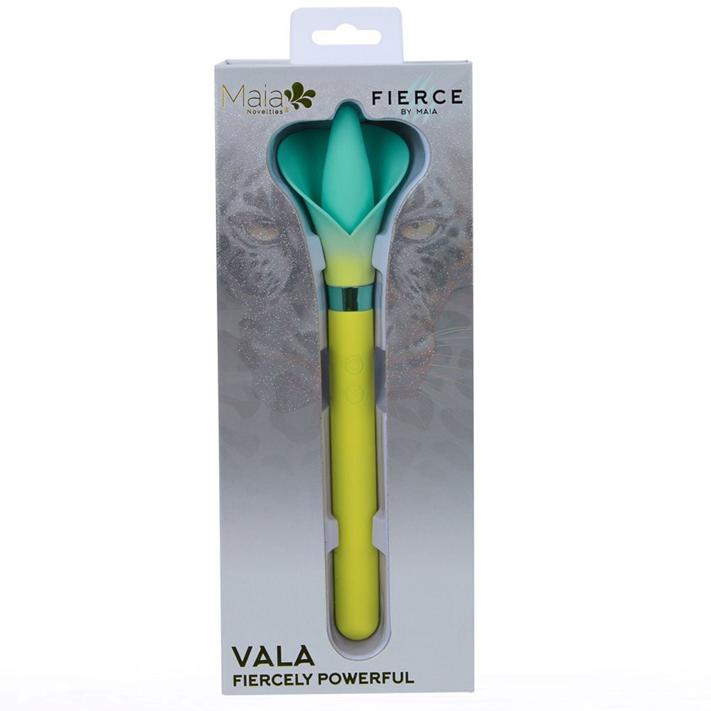 Maia VALA - Yellow - Yellow/Green 22.2 cm USB Rechargeable Flower Vibrator - Silk and Sin