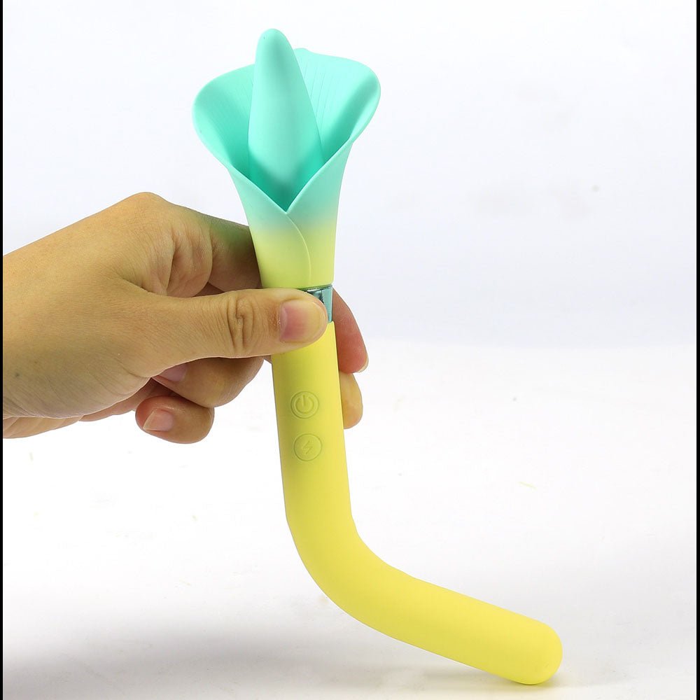 Maia VALA - Yellow - Yellow/Green 22.2 cm USB Rechargeable Flower Vibrator - Silk and Sin