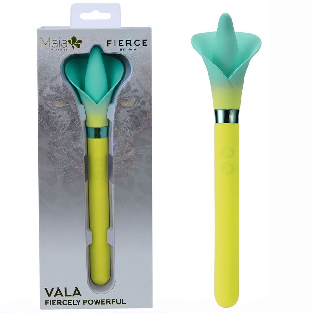 Maia VALA - Yellow - Yellow/Green 22.2 cm USB Rechargeable Flower Vibrator - Silk and Sin