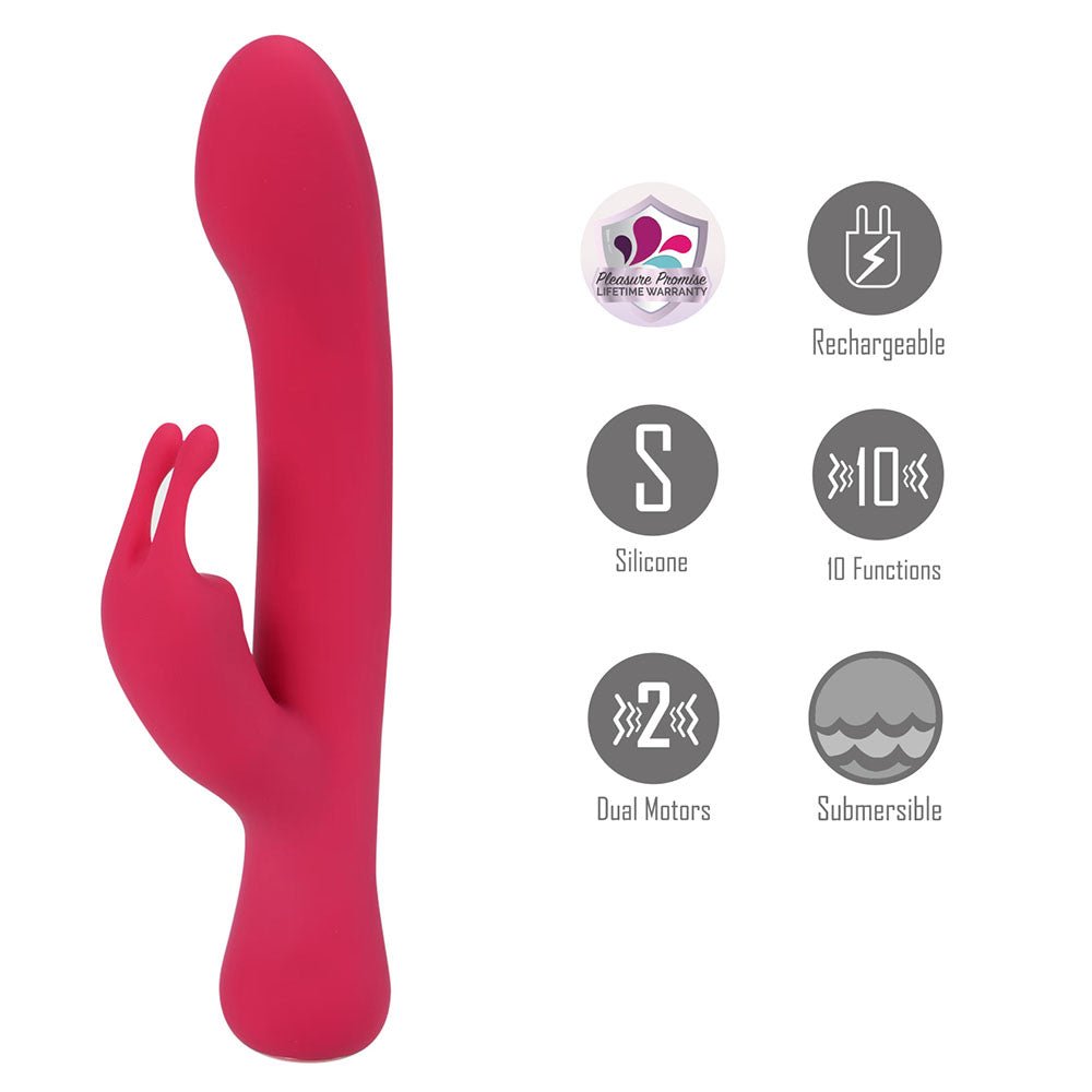 Maia ZARA - Red - Red 17.1 cm USB Rechargeable Rabbit Vibrator - Silk and Sin