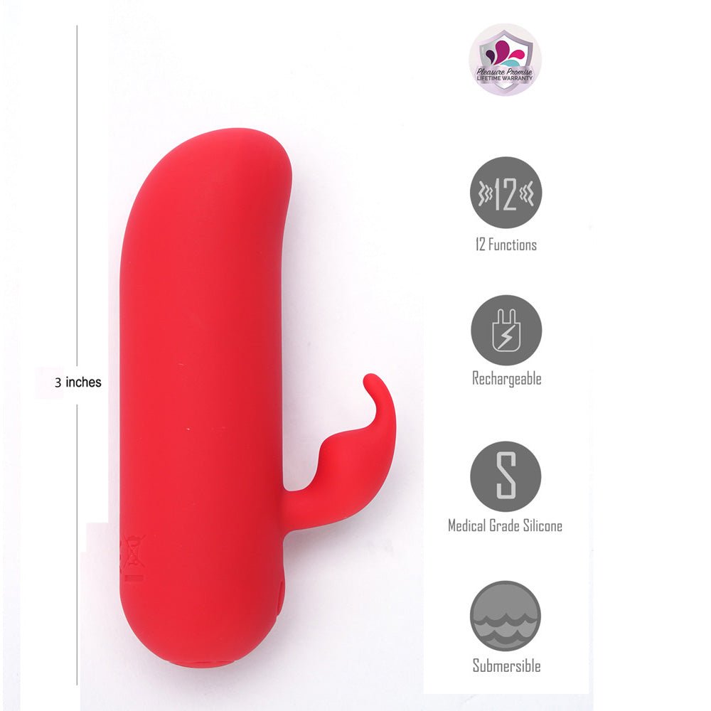Maia ZIA - Red 7.6 cm USB Rechargeable Mini Bullet Rabbit - Silk and Sin