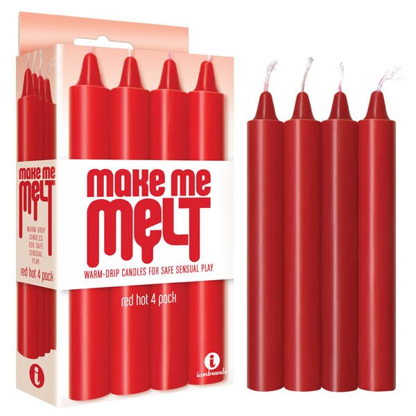 Make Me Melt Drip Candles - Red - Red Hot Drip Candles - 4 Pack - Silk and Sin
