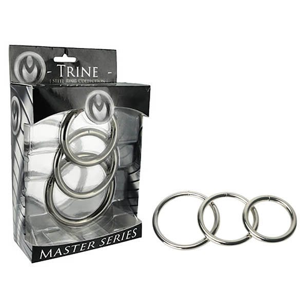 Master Series Trine Steel Ring Collection - Steel Cock Rings - Set of 3 Sizes - silkandsin