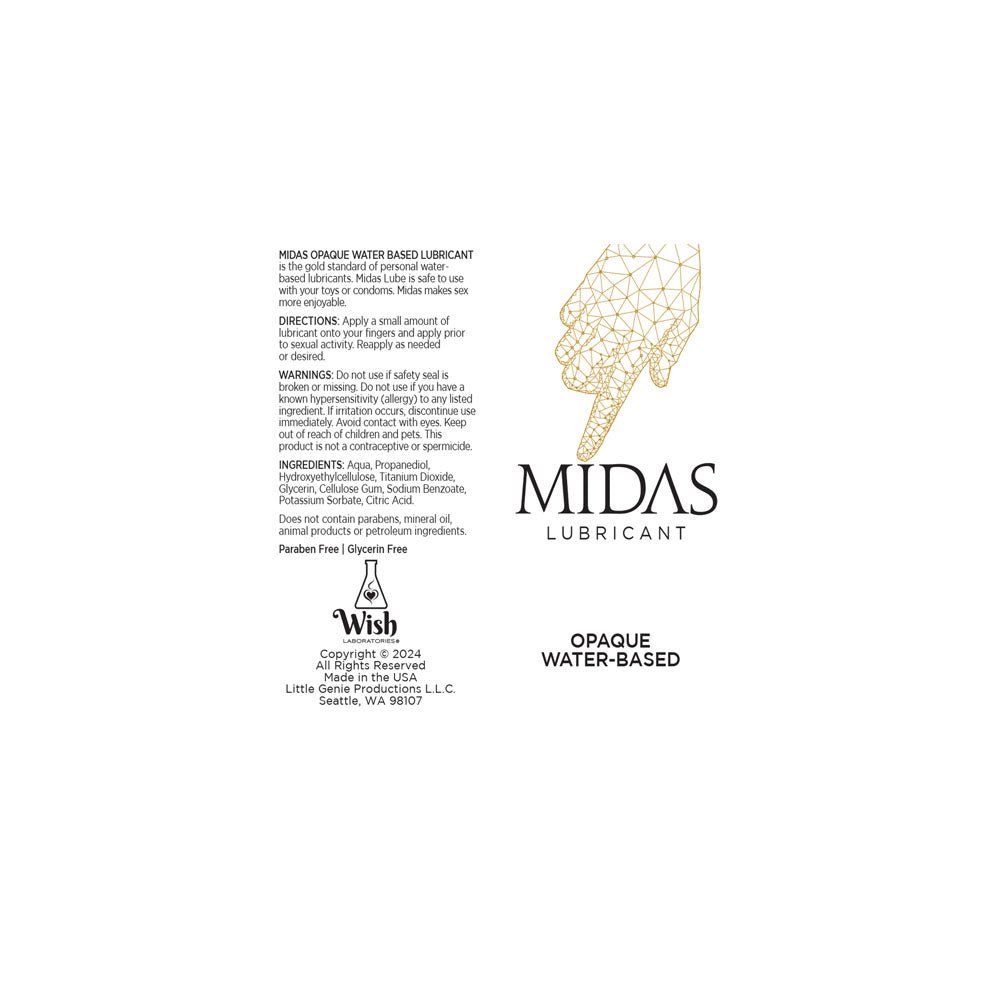 Midas Opaque Water Based Lubricant - 118 ml - Water Based Cum Lube - 118 ml - Silk and Sin