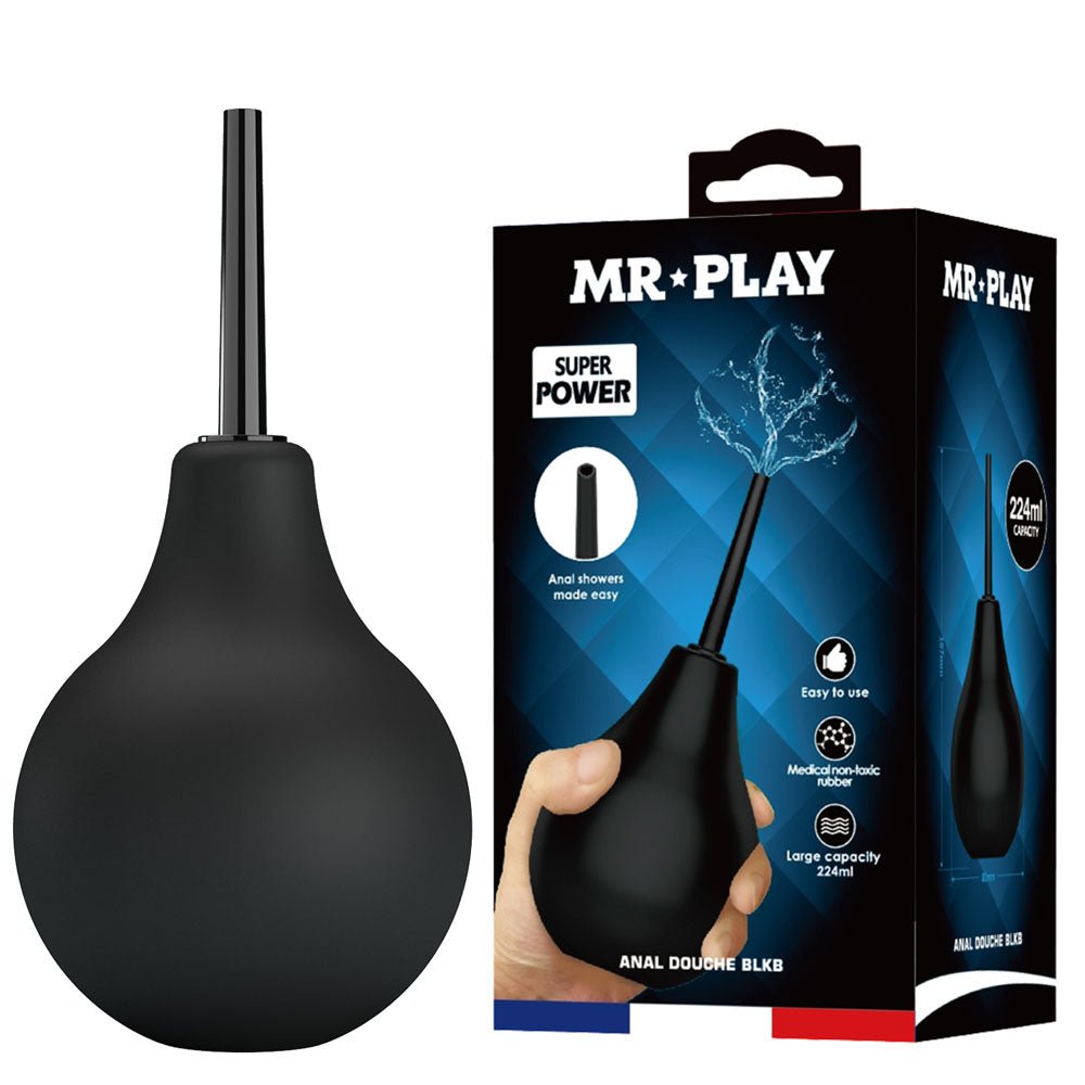 MR PLAY Anal Douche - Black - Black Unisex Douche - 224 ml Capacity - silkandsin
