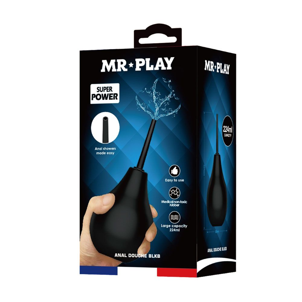 MR PLAY Anal Douche - Black - Black Unisex Douche - 224 ml Capacity - silkandsin