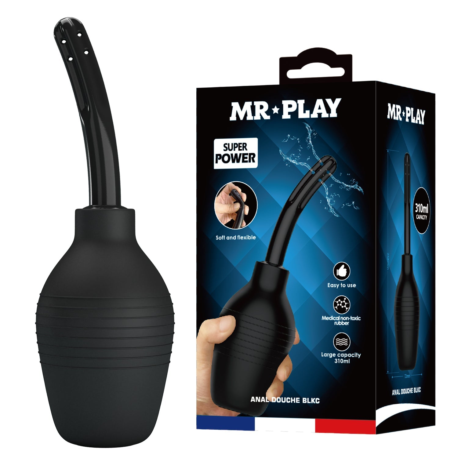 MR PLAY Anal Douche - Black - Black Unisex Douche - 310 ml Capacity - silkandsin